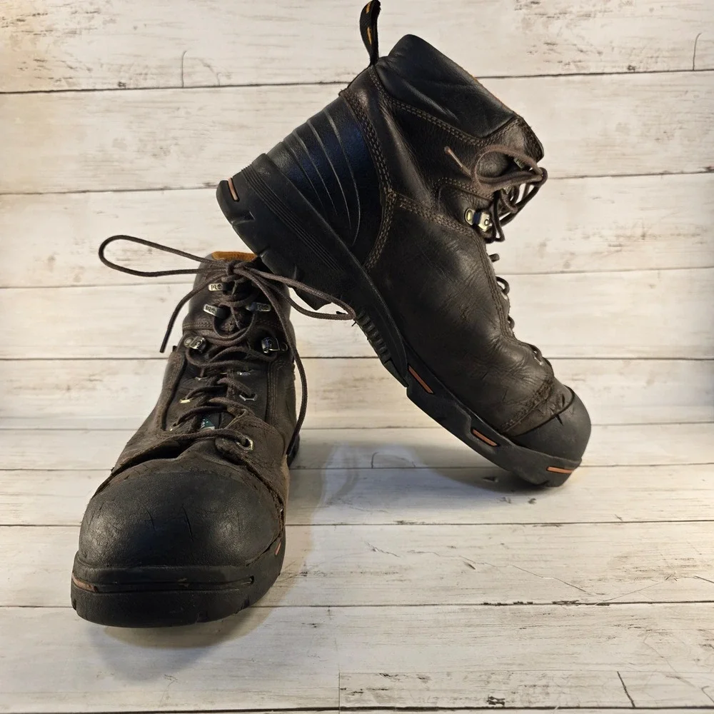 Timberland PRO Mens Steel Toe Work Boots Brown Leather 52562 Size 12 M
